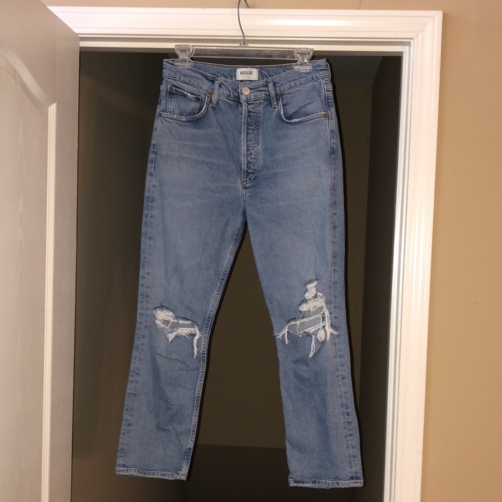 Agolde “Riley” High Rise Distressed Jeans, Size 27. - Picture 12 of 14